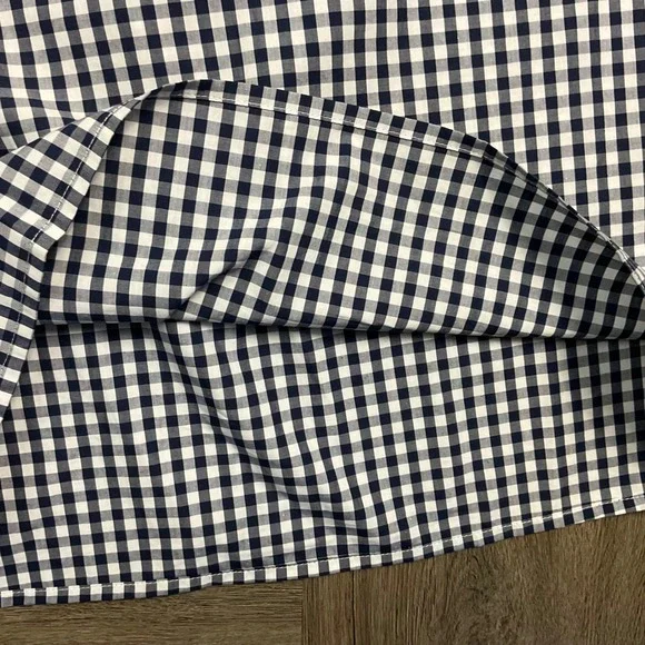 J Crew Gingham Ruffle Neck Puff Sleeve‎ Shirt Top Womens XS Navy White Preppy - Picture 4 of 6